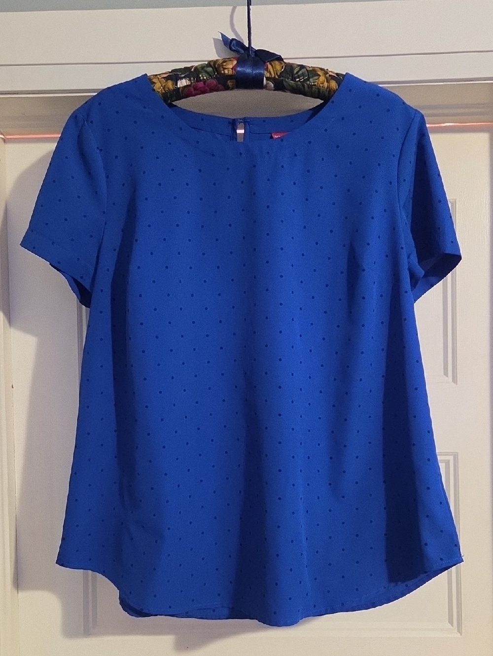 Merona Royal Blue Short-Sleeve Dot-Print Blouse